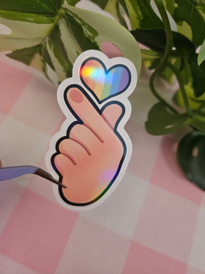 Pride Finger Heart Die Cut Stickers
